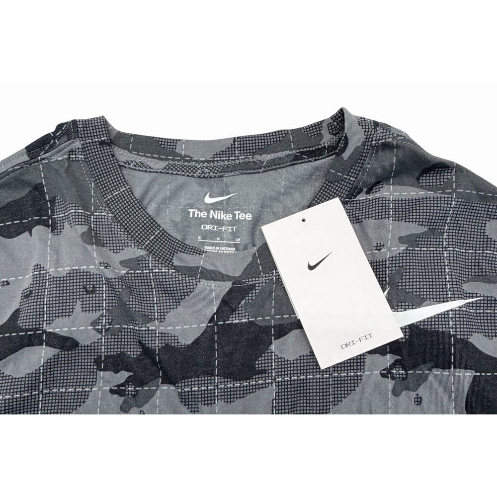 Nike Mens Dri Fit Camo T-Shirt Short Sleeve Smoke Grey Athletic Activewear NEW - Picture 3 of 6